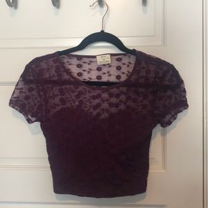 Pins and Needles Maroon Lace Crop Top